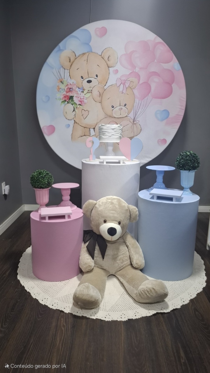 Chá Revelação Urso Azul E Rosa Básico 2 - Mundo da imaginação