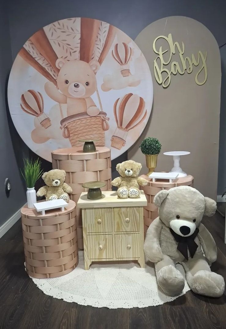 Chá de Bebê Urso Baloeiro Bege 1, - Mundo da imaginação
