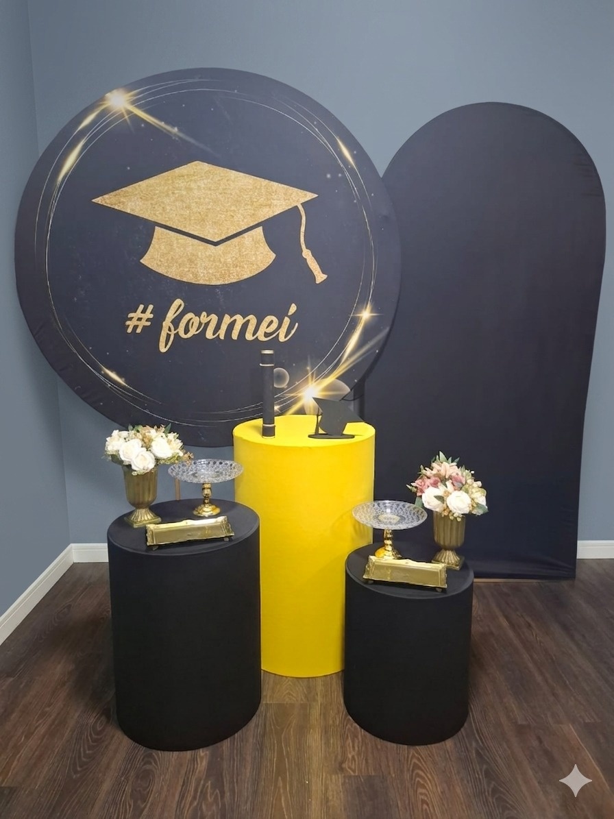 Formatura Preta E Amarela Plus 1 - Mundo da imaginação