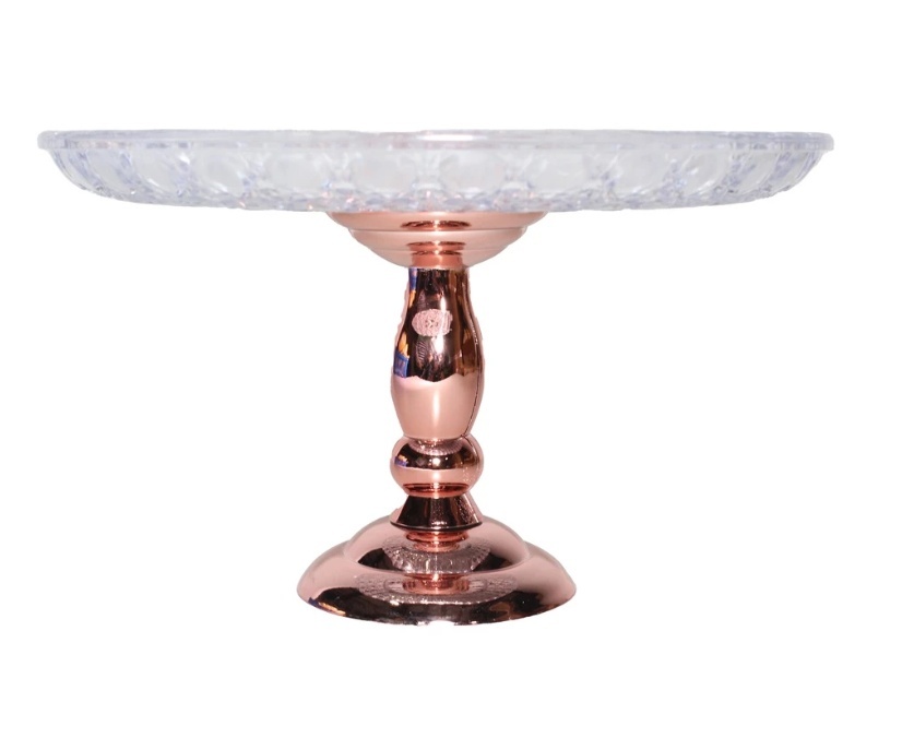 Boleira Acrílica Com Pé Rose Gold - Mundo da imaginação