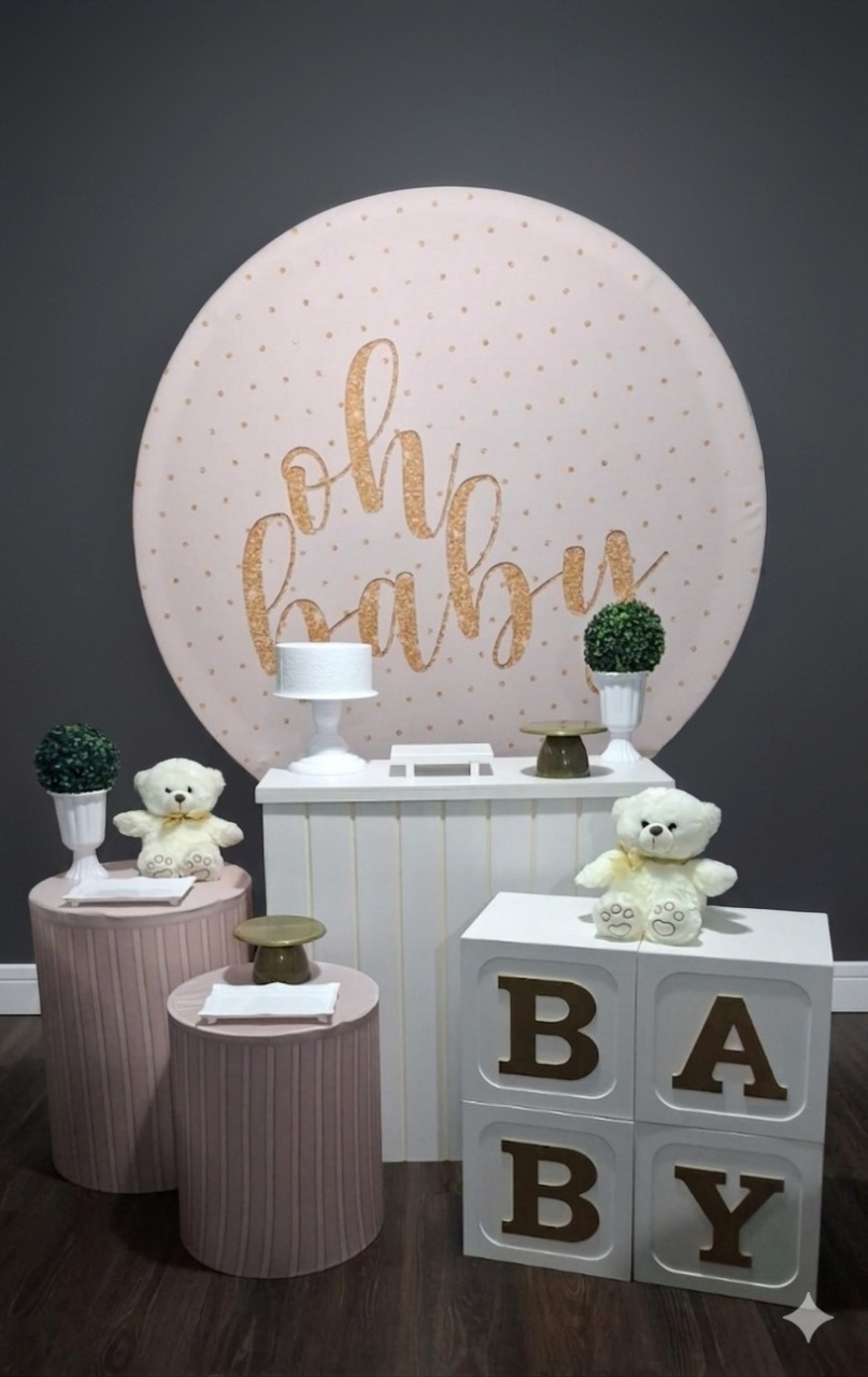 Chá Oh Baby Bege E Branco 1 - Mundo da imaginação