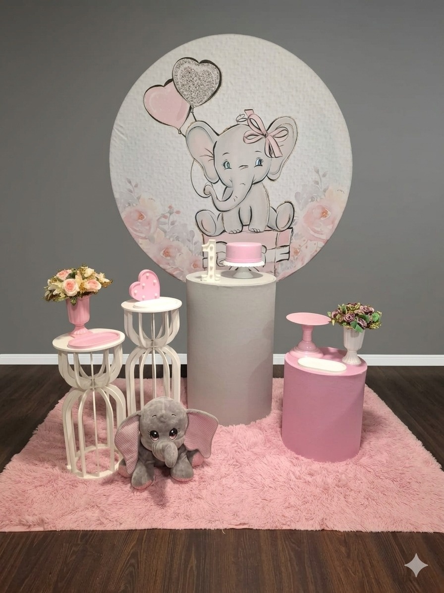 Elefante Rosa E Cinza 3 - Mundo da imaginação