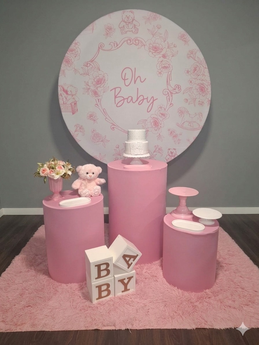Chá Oh Baby Rosa E Branco 2 - Mundo da imaginação