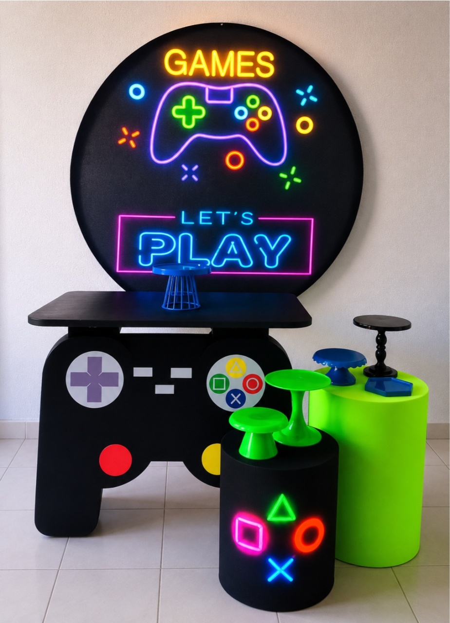 Kit Prático + Mesa + 2 Cilindros Menino (Gamer) - BenLiz Loc e monte
