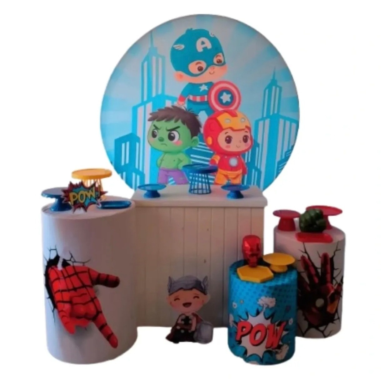Kit Prático + Mesa + 3 Cilindros Menino(Super Heróis Baby)) - BenLiz Loc e monte