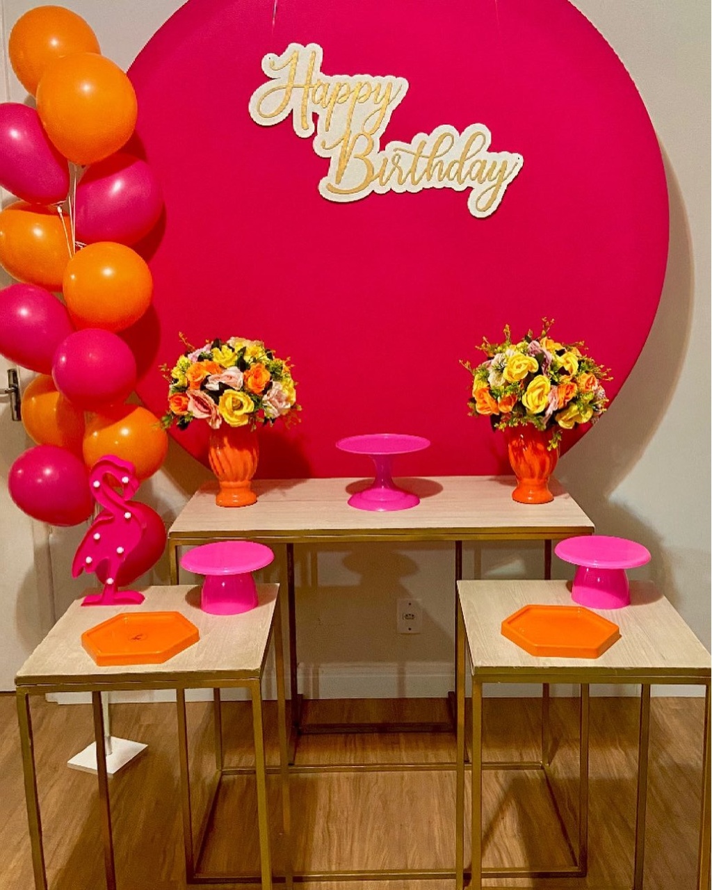 Aniversário Adulto - Pink E Laranja - Afestapegueemonte