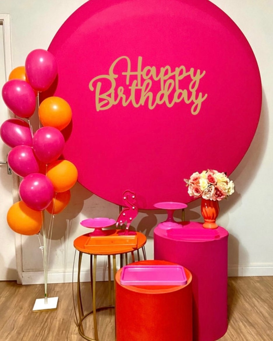Aniversário Adulto - Pink E Laranja - Afestapegueemonte