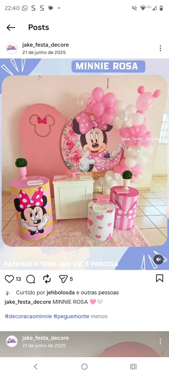 Minnie Rosa  - Catálogo Jake festa decore 