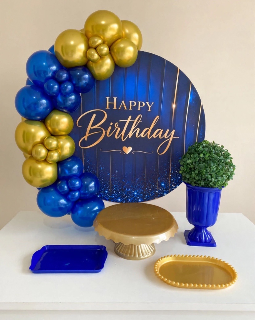 Happpy Azul E Dourado - Mini Festa - Catálogo Jake festa decore 