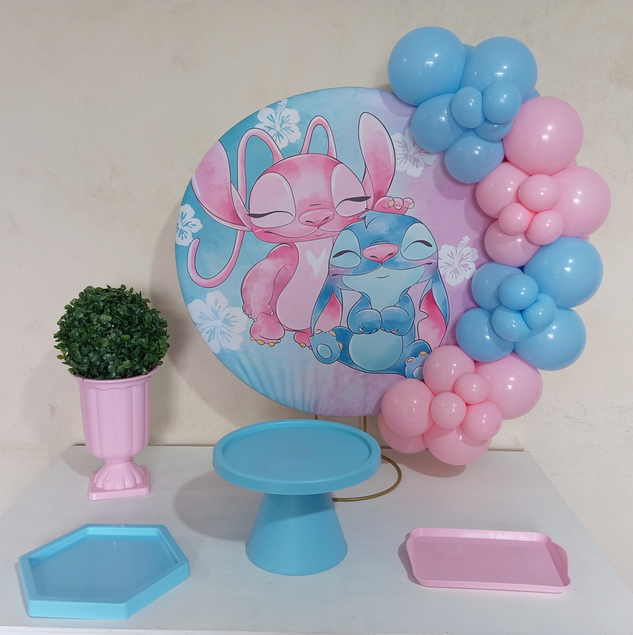 Stitch E Angel Aguarela Mini Festa    - Catálogo Jake festa decore 