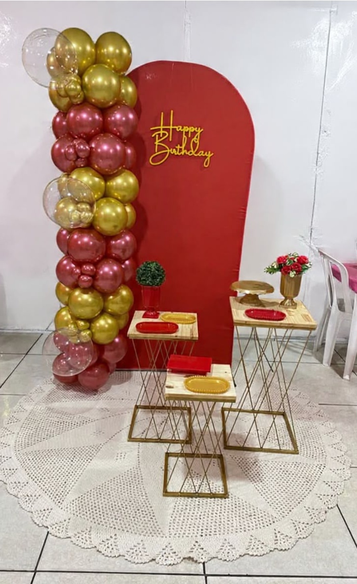 Happy Vermelho E Dourado - Catálogo Jake festa decore 