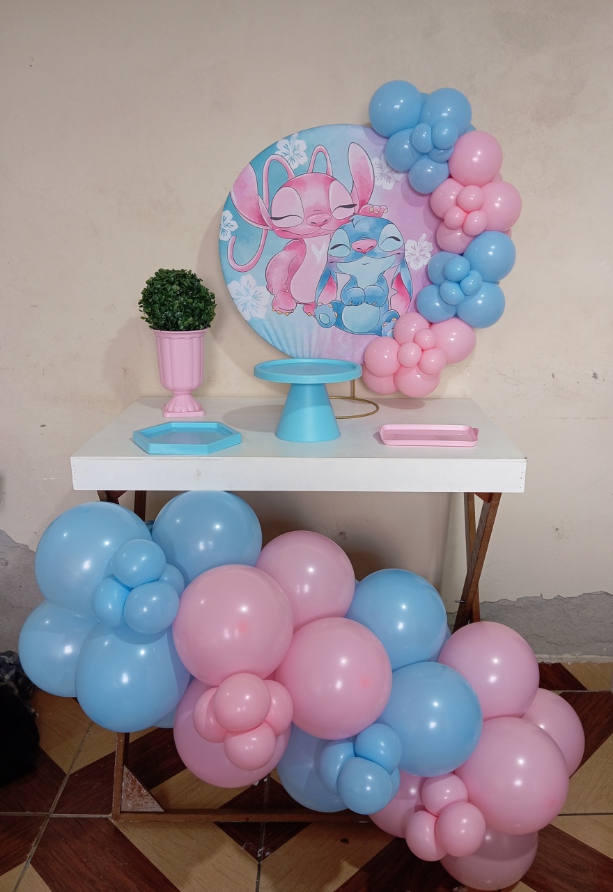 Stitch E Angel Mini Festa+ Mesa E Guirlanda  - Catálogo Jake festa decore 