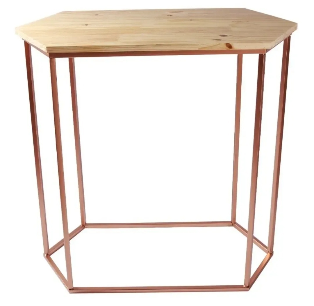 Mesa Sextavada de Ferro G Rosê 80 Cm Altura - Rosy val decorações de Festas