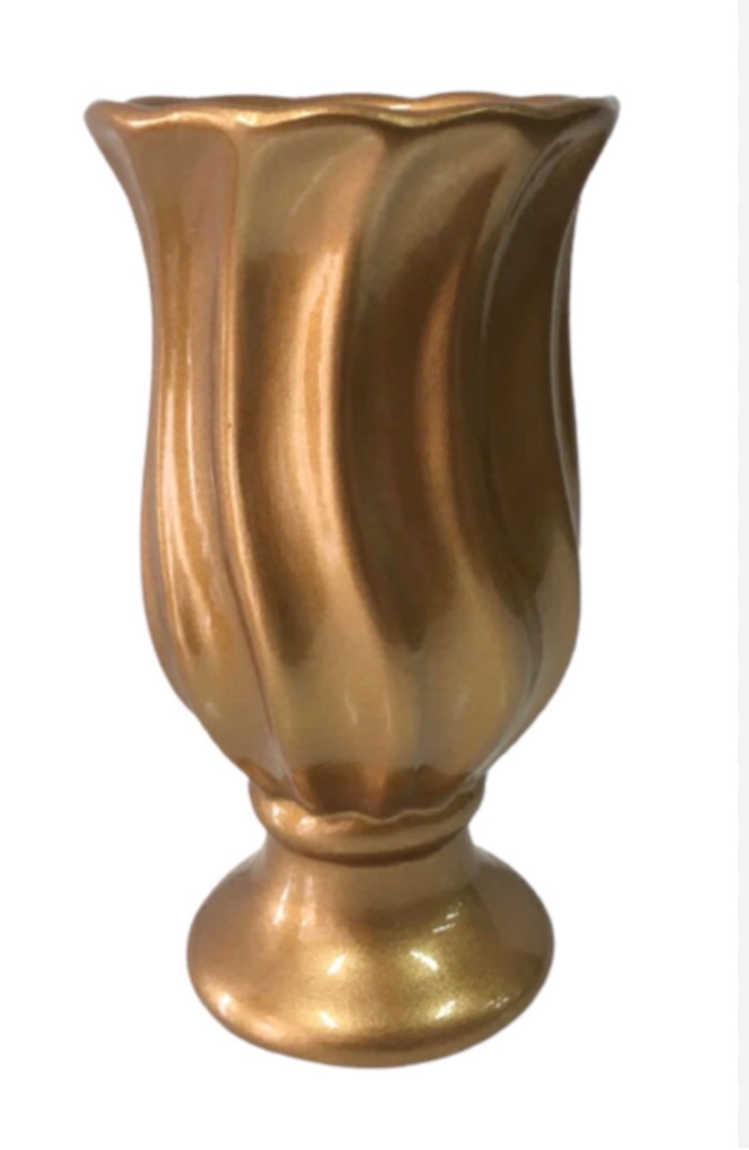 Vaso M Cerâmica Dourado - Rosy val decorações de Festas