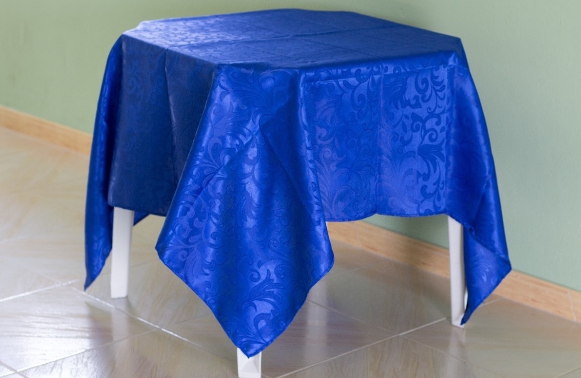 Toalha de Mesa Azul Royal Cetim Jaquard - Rosy val decorações de Festas