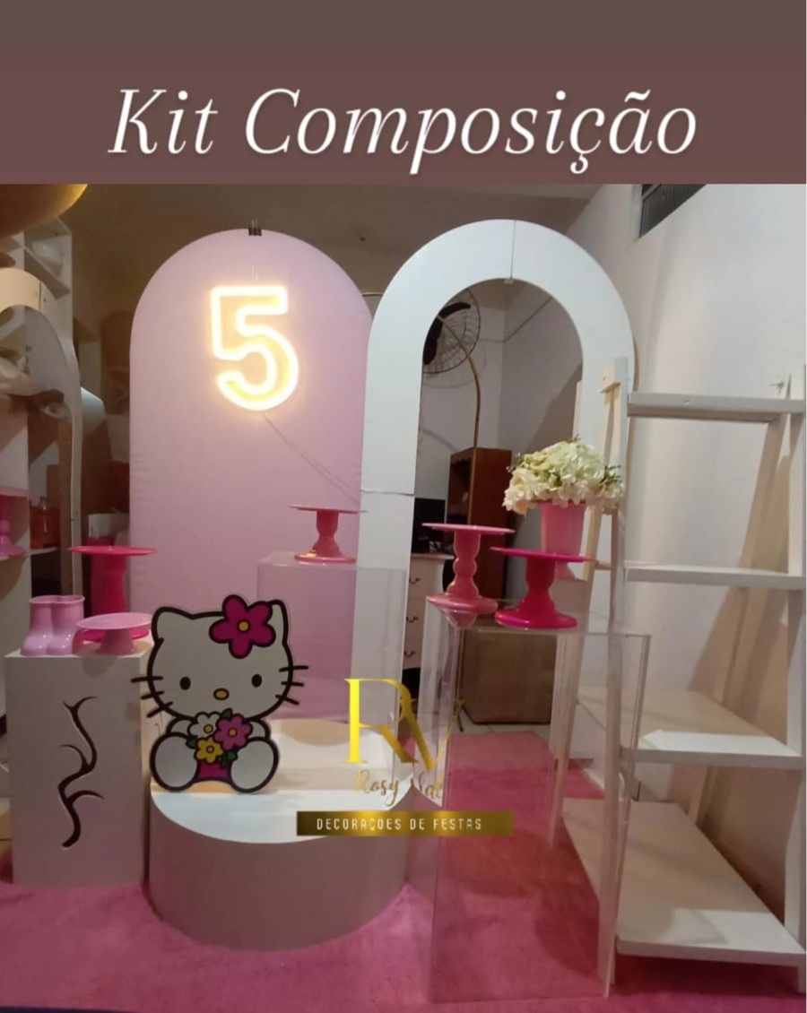 Hello Kit, Kitty Composição Pegue E Monte - Rosy val decorações de Festas