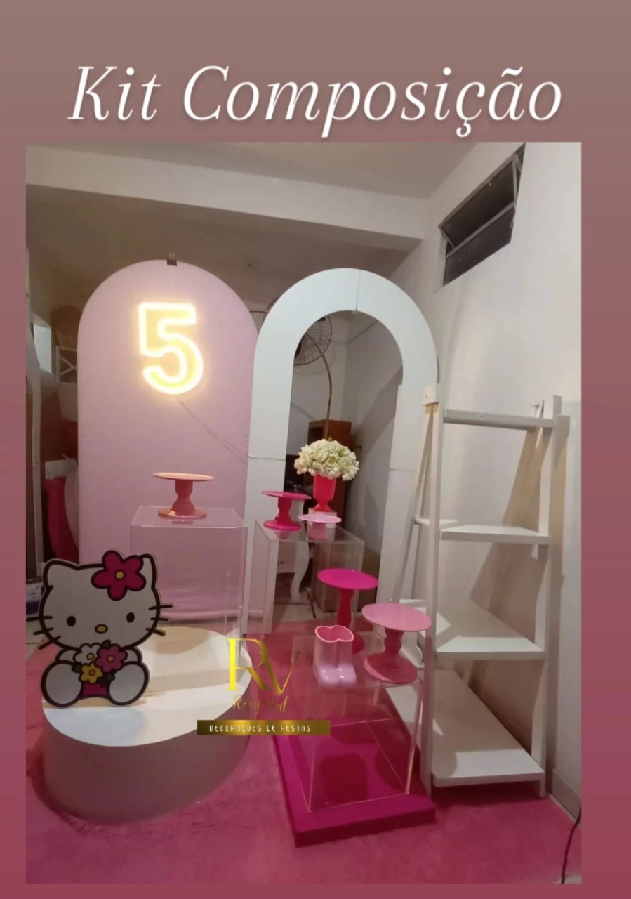 Hello Kitty, Kit Composição Pegue E Monte 2 - Rosy val decorações de Festas