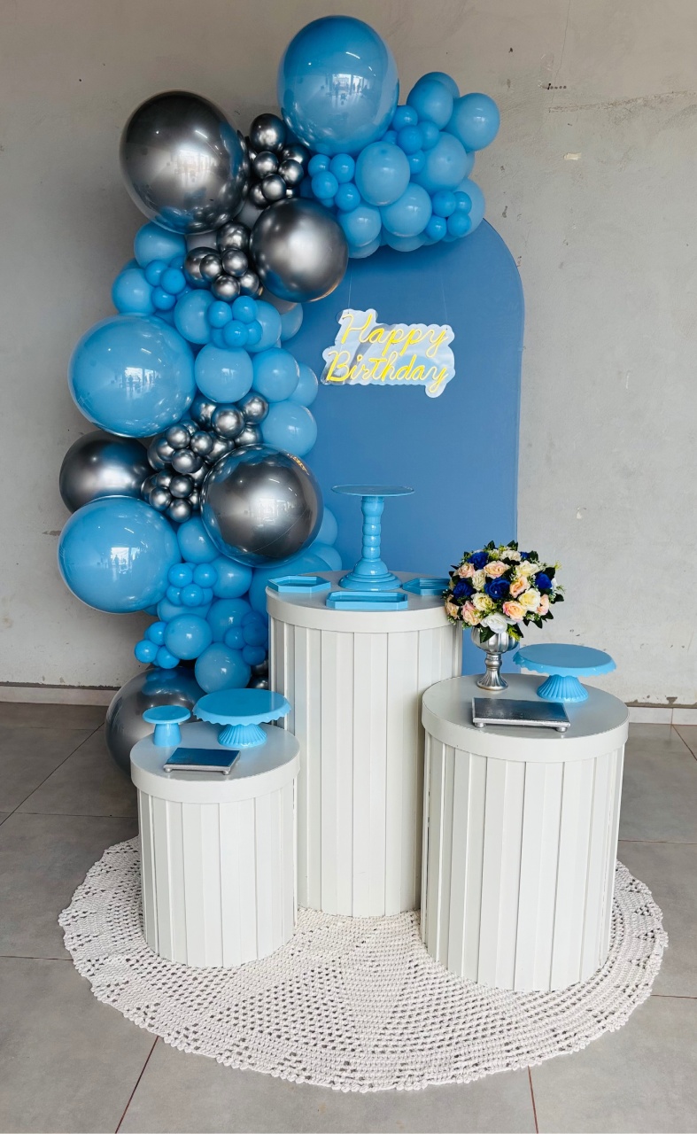 Romano Azul E Branco Ripado  - Nessa Lopes Decorações 