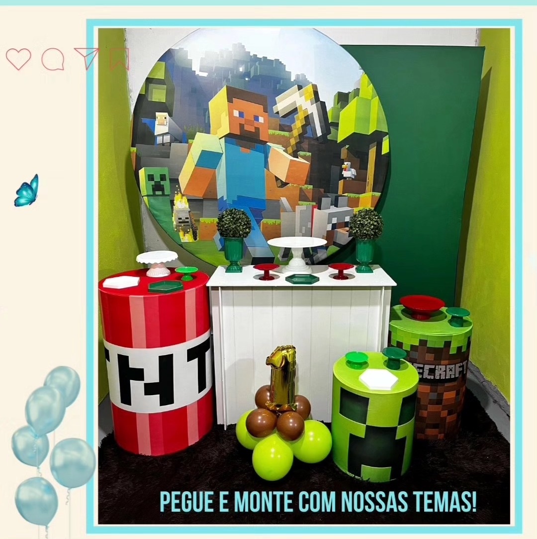 Minecraft Kit Prata  - Nessa Lopes Decorações 