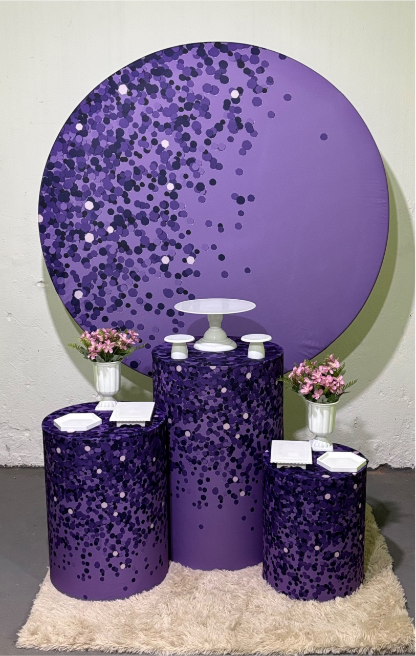 Roxo Brilho Locação Bronze - Nessa Lopes Decorações 