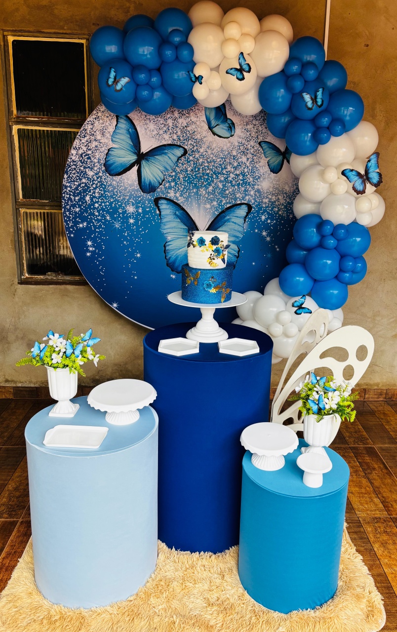 Borboleta Azul Montagem Bronze  - Nessa Lopes Decorações 