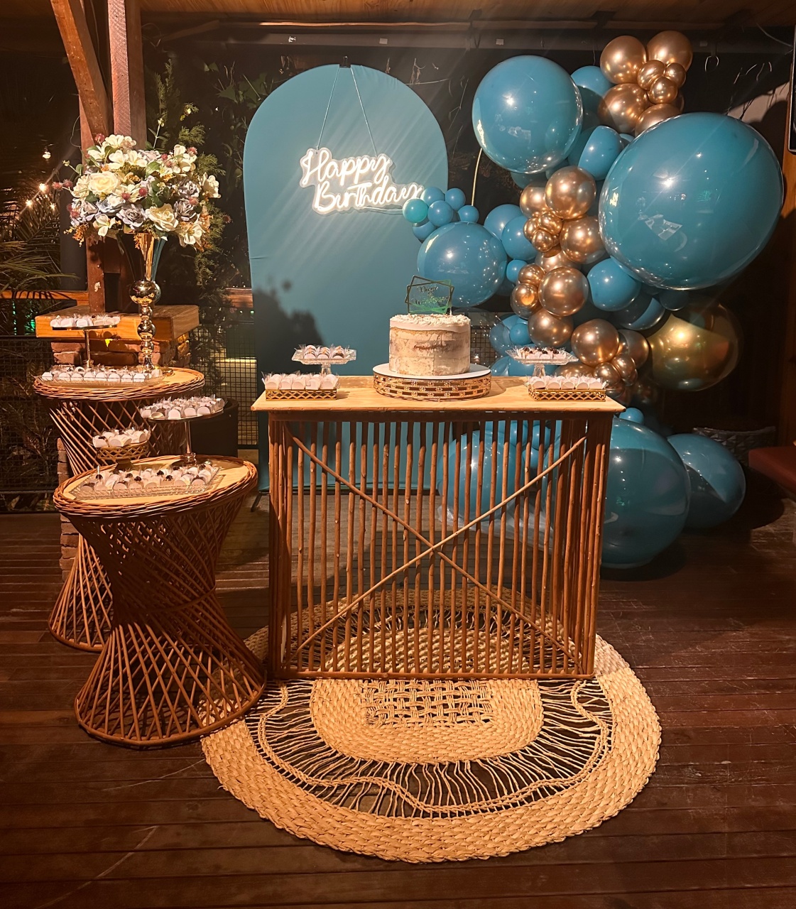 Vime Com Azul Tifany - Emília Decor Festas 