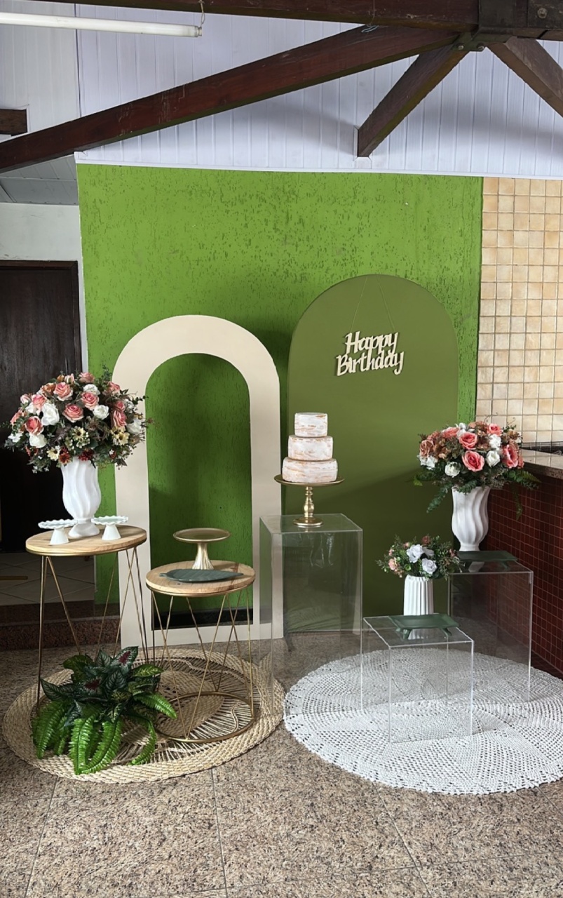 Kit Verde Oliva Com Cubos Acrílicos  - Emília Decor Festas 