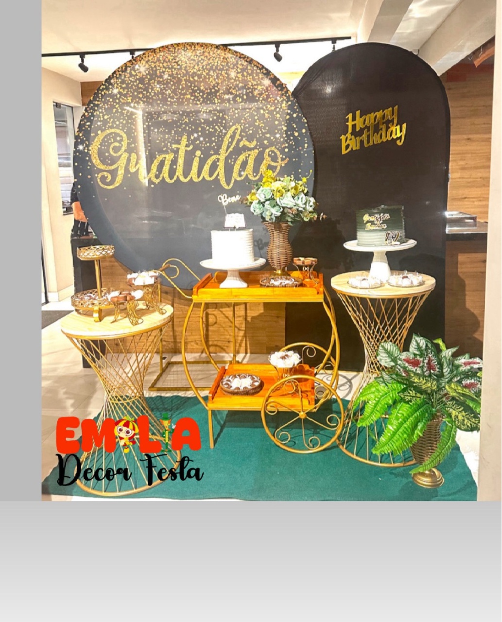 Kit Gratidão Preto Com Dourado G - Emília Decor Festas 