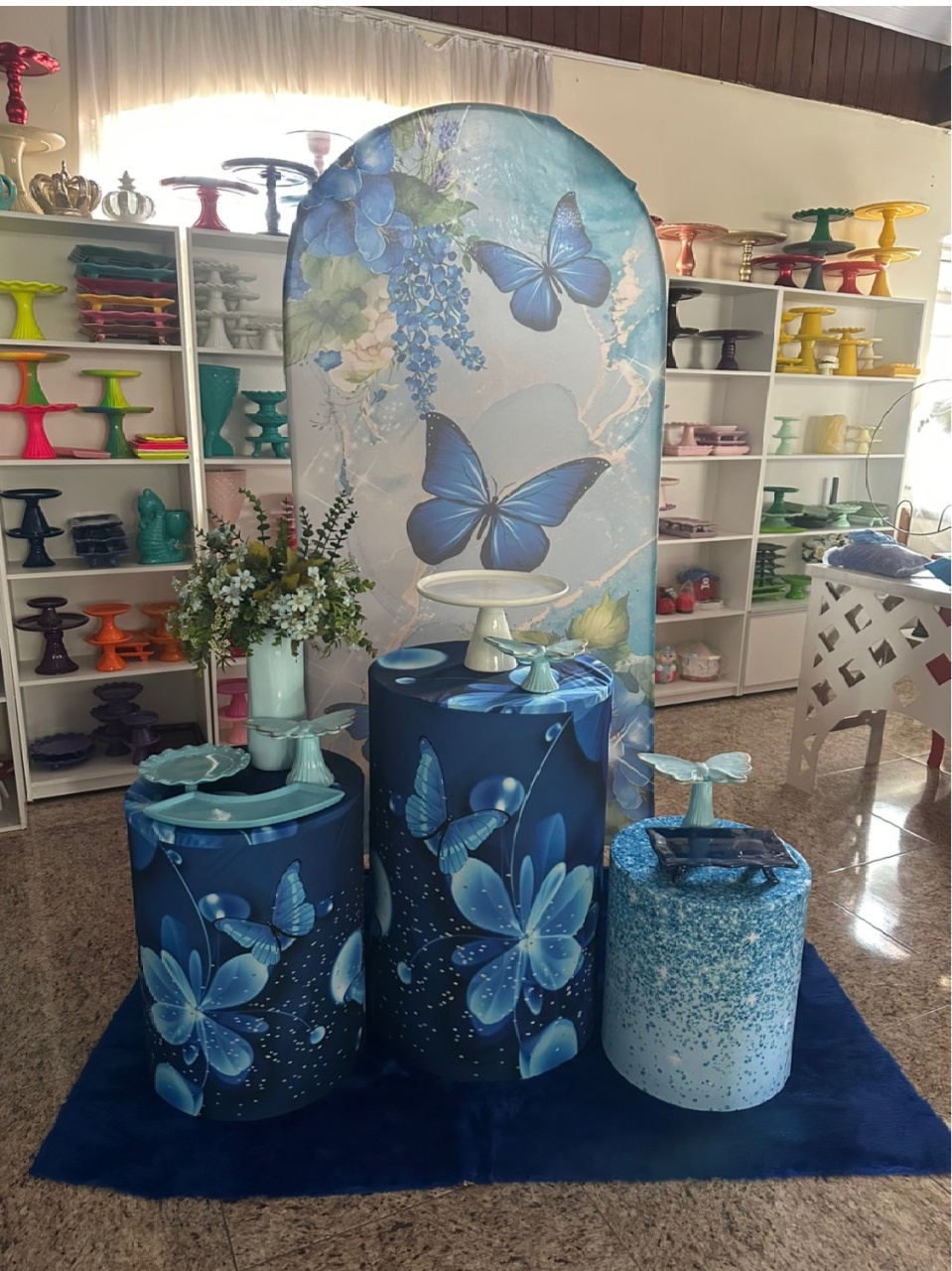 Kit Borboleta Azul Romano - Emília Decor Festas 