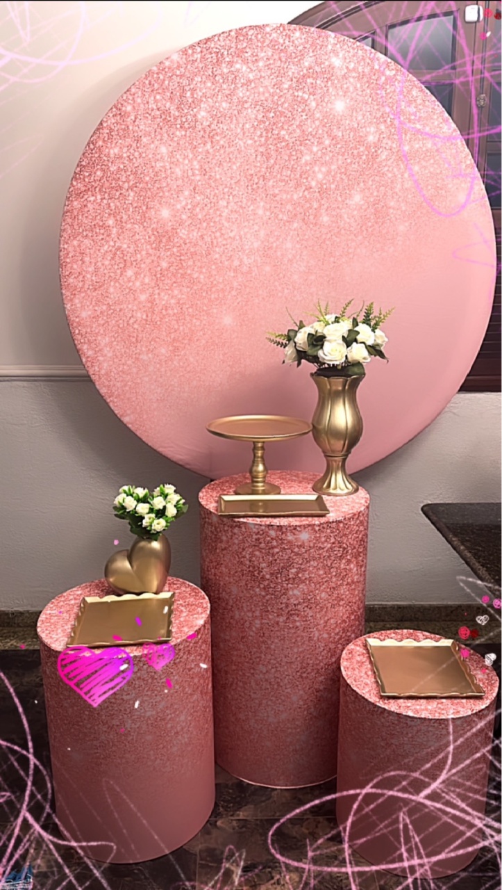 Kit Rose Com Glitter  - Emília Decor Festas 