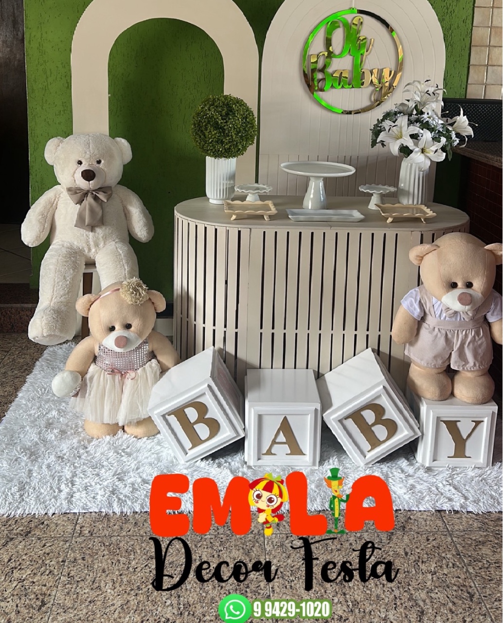 Kit Chá Revelação Bege G  - Emília Decor Festas 