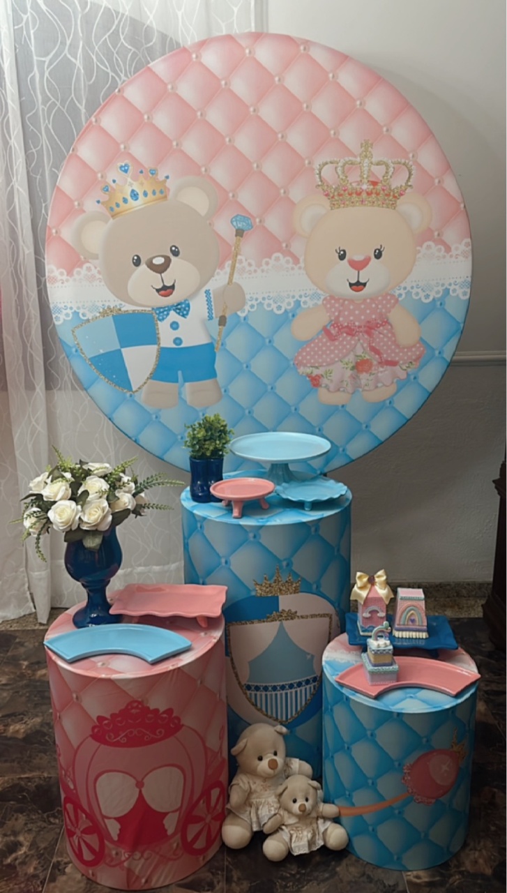 Kit Chá Revelação Azul E Rosa - Emília Decor Festas 
