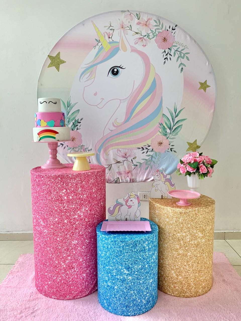 Unicornio Kit Prata  - my decoracoes de festa