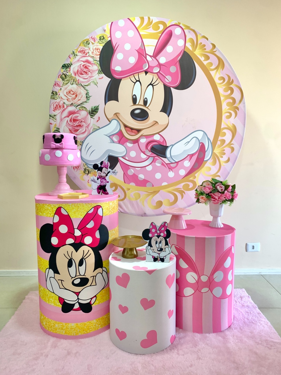 Minnie Rosa Kit Prata  - my decoracoes de festa