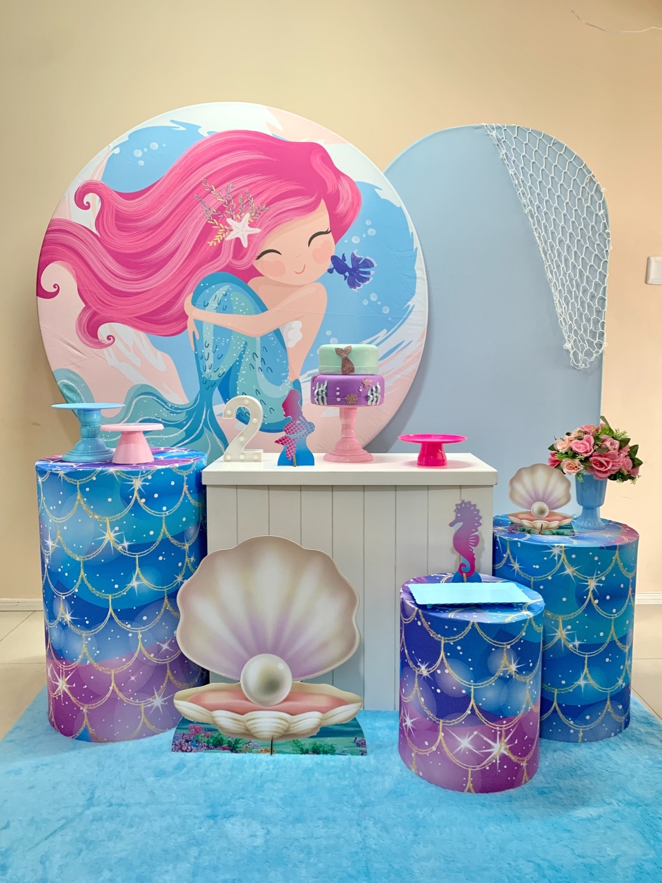 Sereia Cabelo Rosa Kit Diamante - my decoracoes de festa