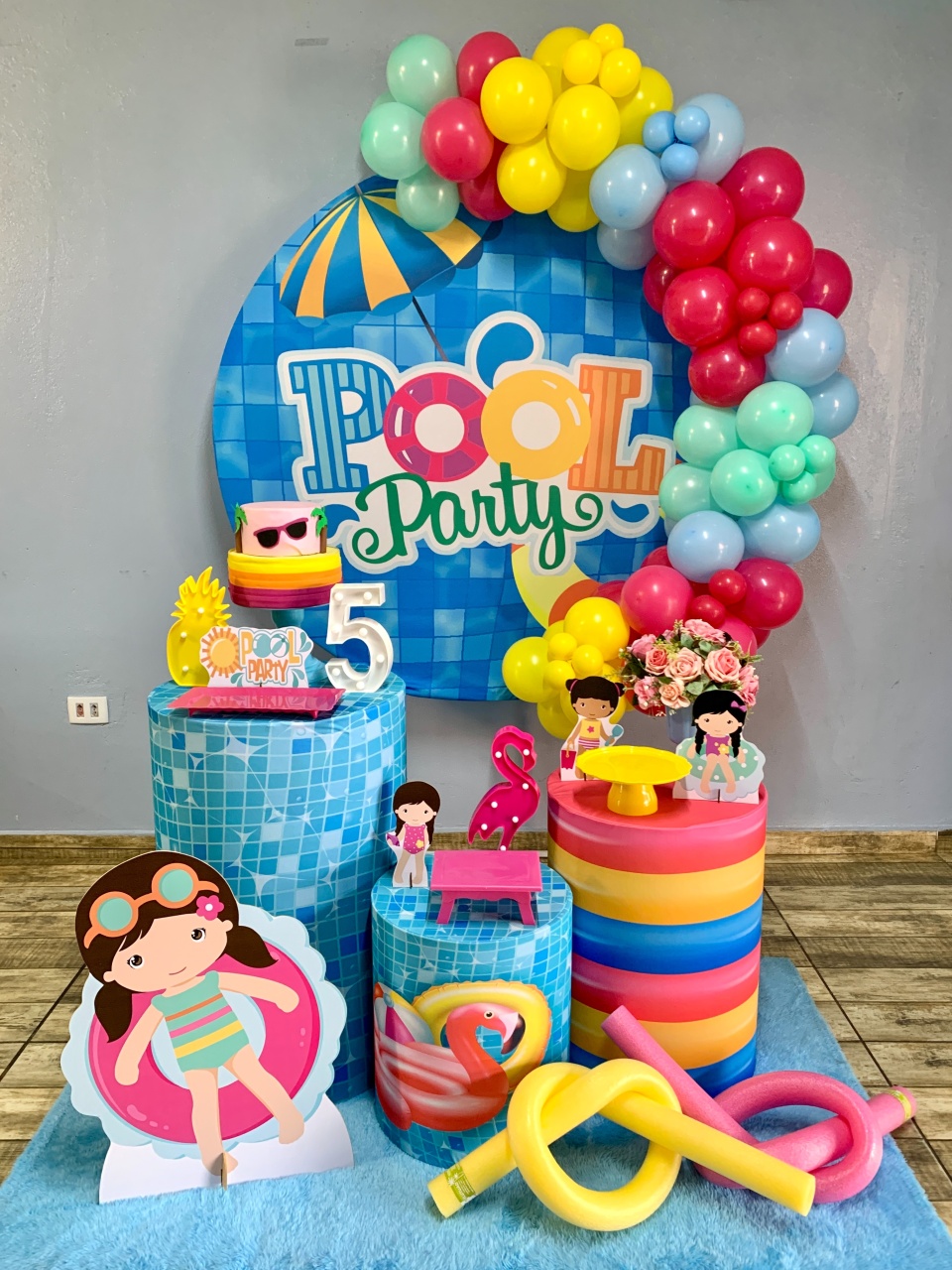 Pool Party Menina Kit Prata  - my decoracoes de festa