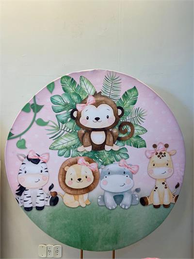 Painel Safari Rosa - Amo Decorar Festas e Balões