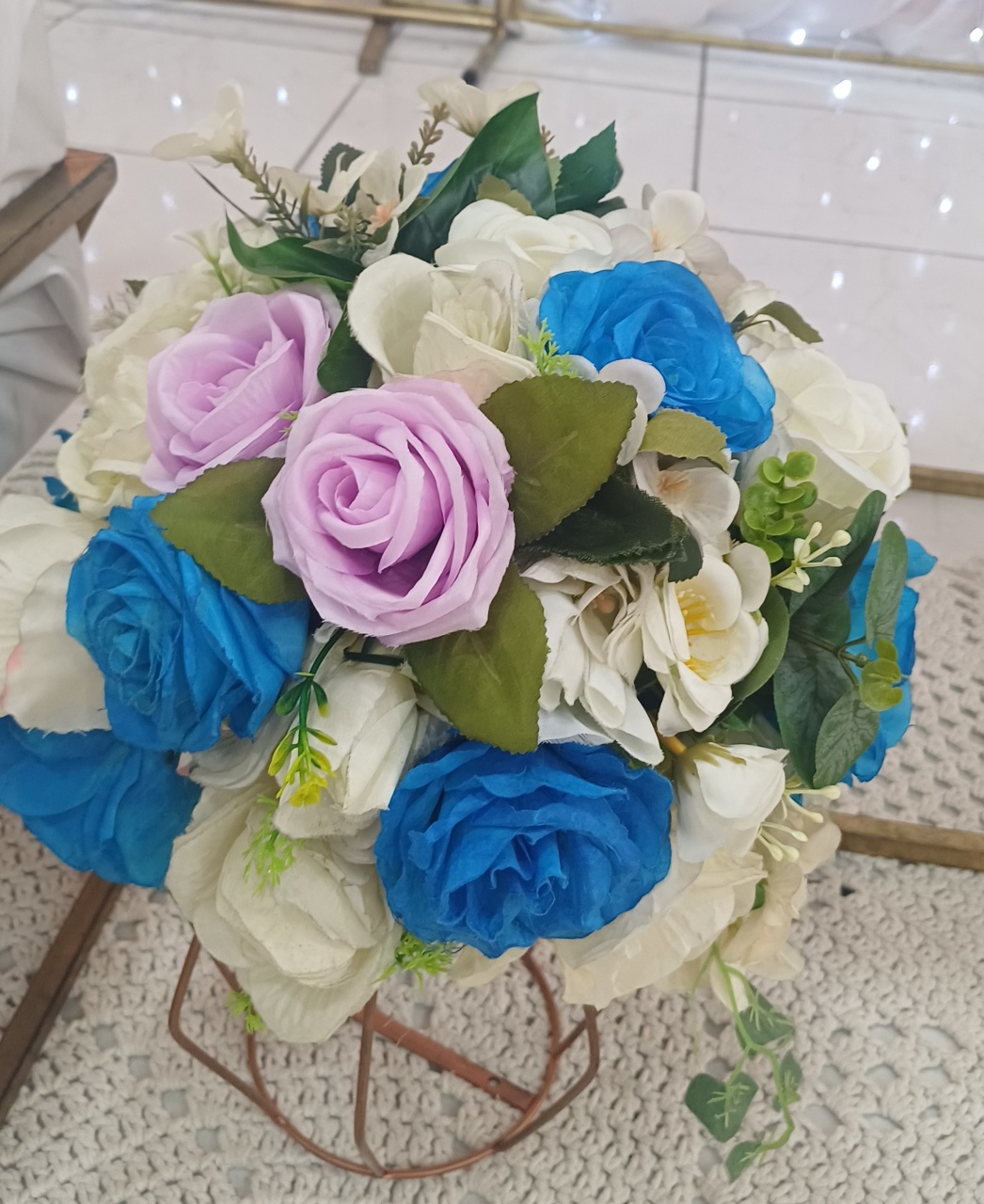 Flores Arranjo Azul E Lilás Bola - SekineDecore
