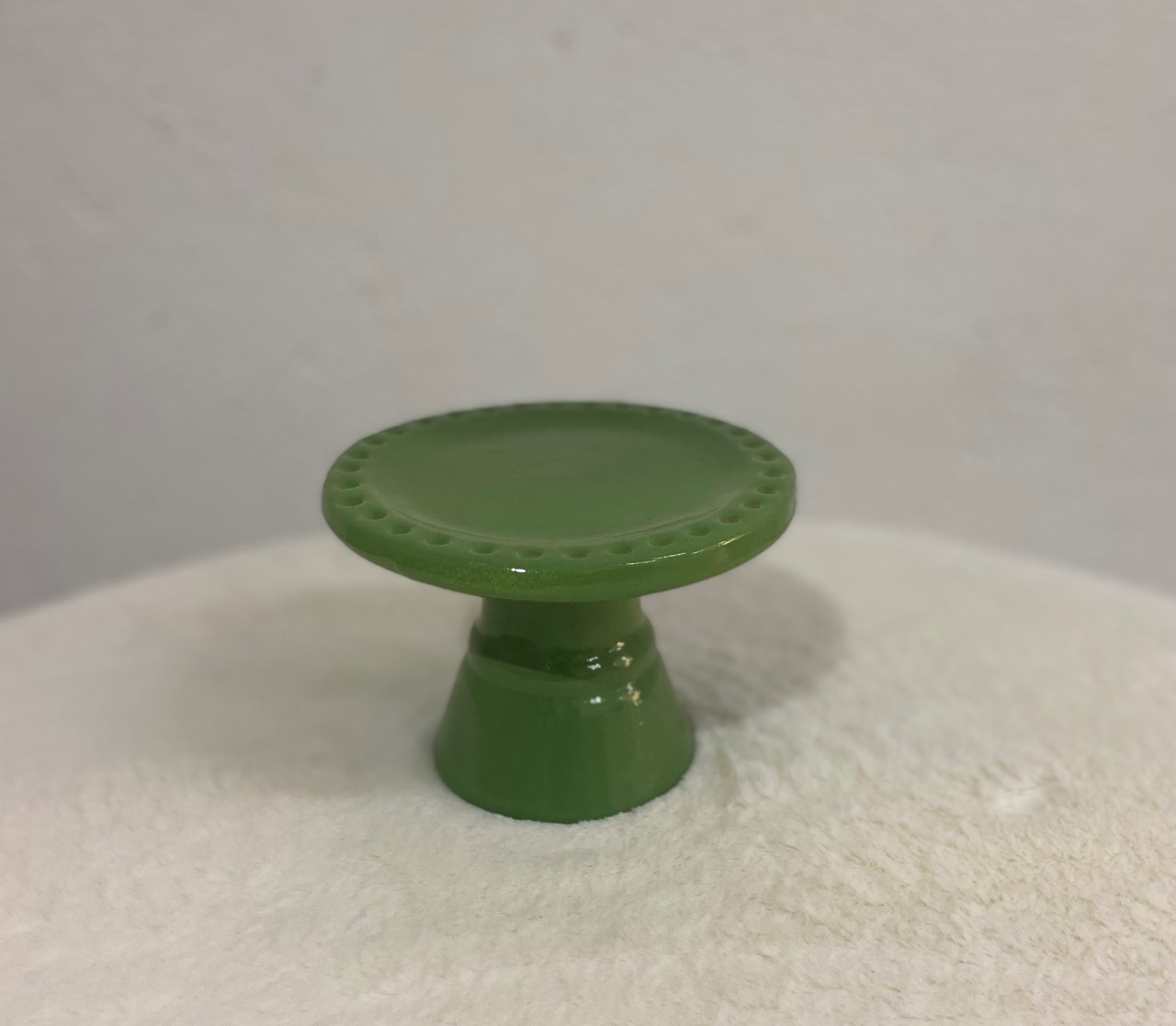 Boleira Cerâmica Pequena Verde - UPFestas e Decorações