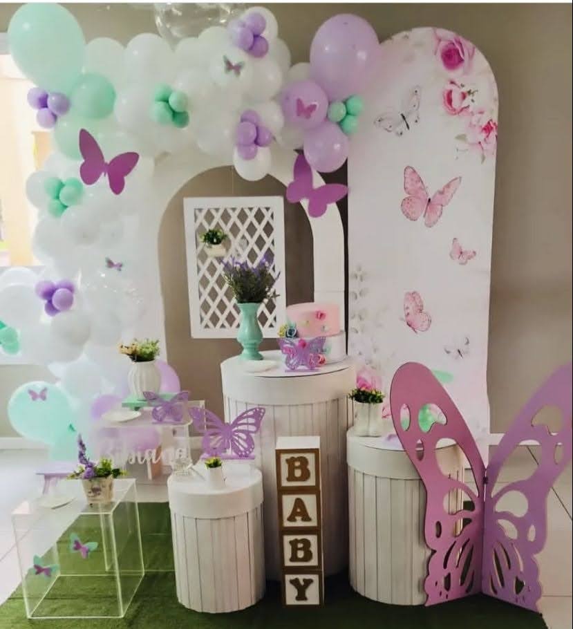 Borboletas Lilas E Verde Montagem - Encanto Festivo 