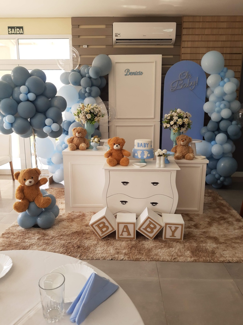 Urso Azul Vintage Montagem - Encanto Festivo 