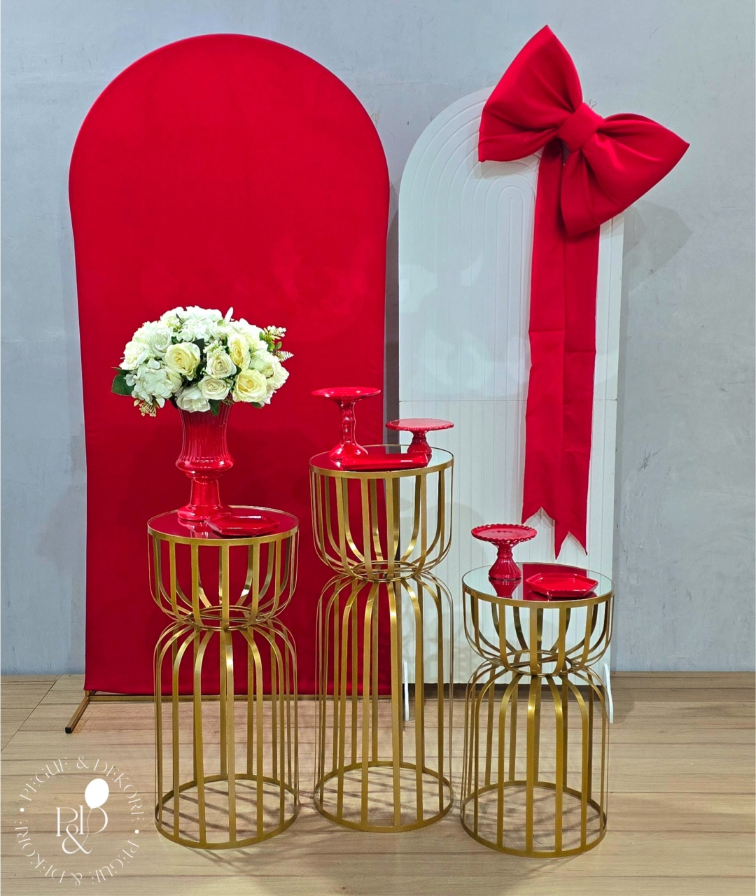 Kit Elegance Vermelho E Branco Ampulheta- Coleção:laços - Pegue e Dekore