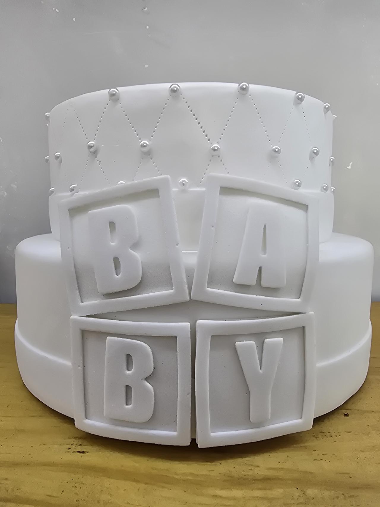Bolo Fake Branco Baby - Pegue e Dekore