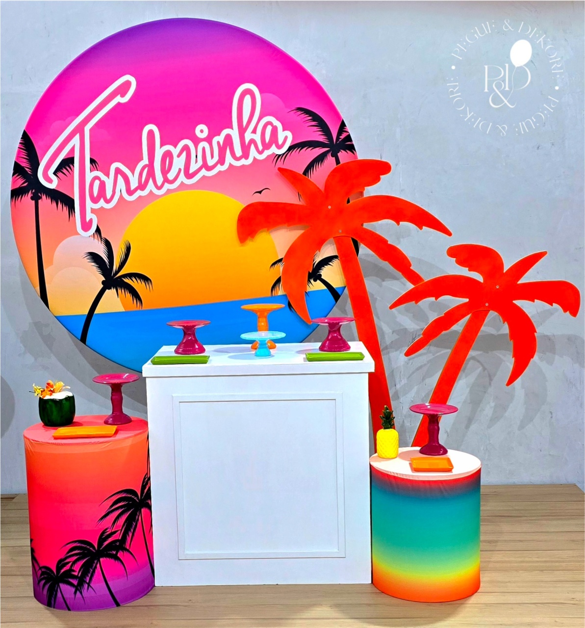 Kit Elegance Tardezinha Boiserie/Coqueiro - Coleção: Praia & Diversão - Pegue e Dekore