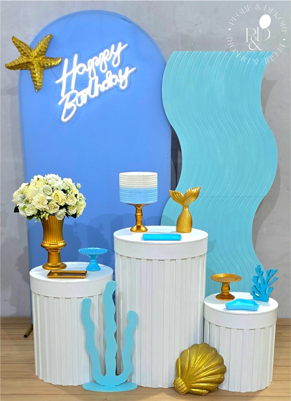 Kit Elegance Fundo Do Mar Adulto Ripado - Coleção: Praia & Diversão - Pegue e Dekore