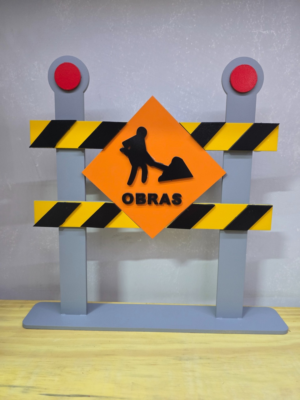 Display 3D Placa Obras/ Construção - Pegue e Dekore