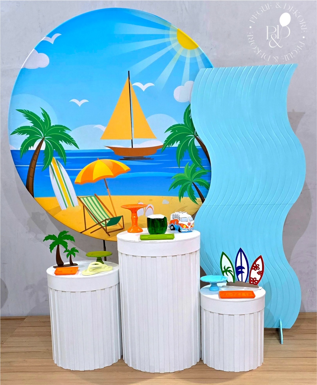 Kit Essencial Praia/Ripado/Onda - Coleção: Praia & Diversão - Pegue e Dekore