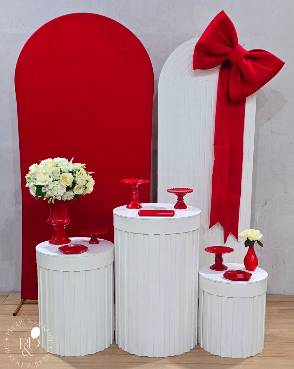Kit Elegance Vermelho E Branco- Coleção:laços - Pegue e Dekore
