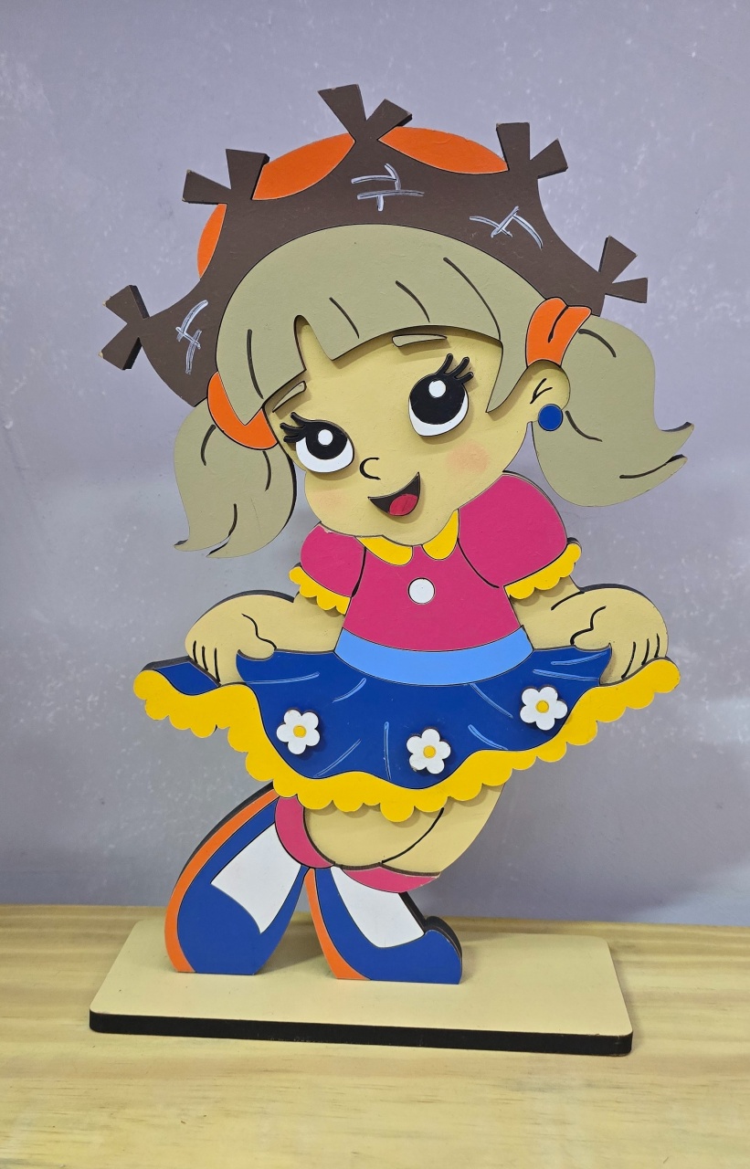 Display 3D Menina Junina - Pegue e Dekore