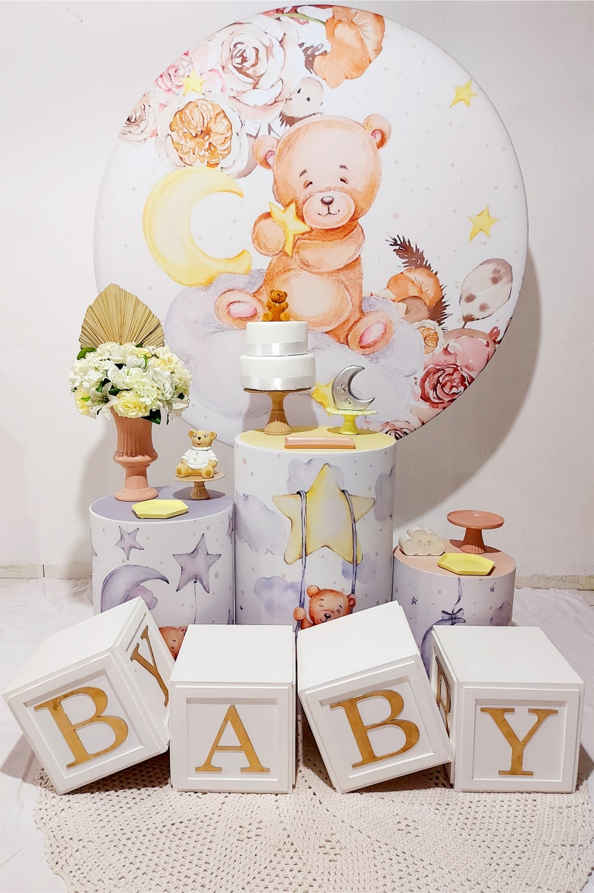 Kit Elegance Ursinho Neutro 2 - Coleção:doce Espera - Pegue e Dekore